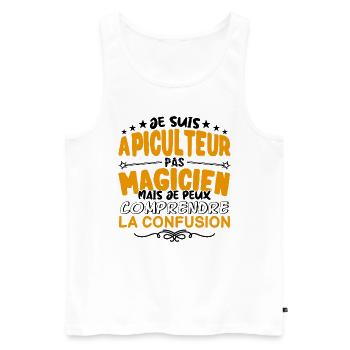 Apiculteur pas Magicien | le Meilleur Apiculteur - Débardeur bio Premium Homme - blanc - Devant - Michal (187cm)