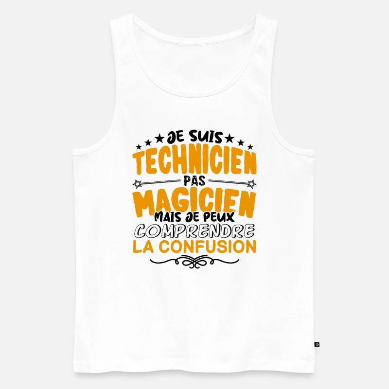 Technicien pas Magicien | le Meilleur Technicien - Débardeur bio Premium Homme - blanc