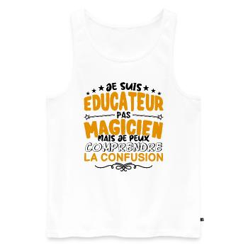 Educateur pas Magicien | le Meilleur Educateur ca - Débardeur bio Premium Homme - blanc - Devant - Michal (187cm)