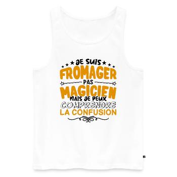 Fromager pas Magicien | le Meilleur Fromager cade - Débardeur bio Premium Homme - blanc - Devant - Michal (187cm)