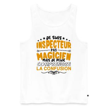 Inspecteur pas Magicien | le Meilleur Inspecteur - Débardeur bio Premium Homme - blanc - Devant - AI Model Male 178 light (178cm)