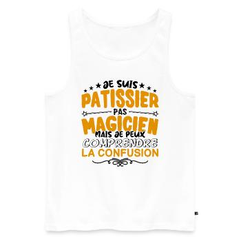 Patissier pas Magicien | le Meilleur Patissier ca - Débardeur bio Premium Homme - blanc - Devant - Michal (187cm)