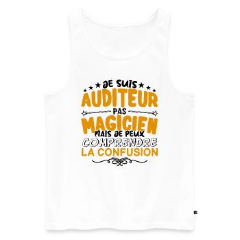 Auditeur pas Magicien | le Meilleur Auditeur cade - Débardeur bio Premium Homme - blanc - Devant - Michal (187cm)