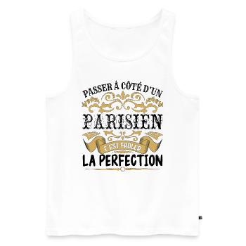 Parisien | le Meilleur cadeau Parisien - Débardeur bio Premium Homme - blanc - Devant - Michal (187cm)