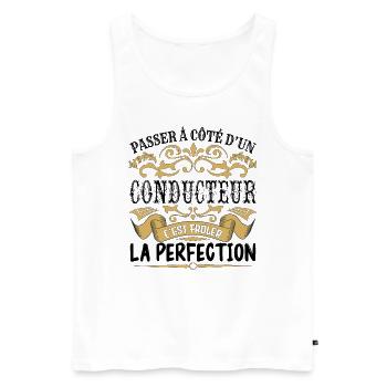 Conducteur | le Meilleur cadeau Conducteur - Débardeur bio Premium Homme - blanc - Devant - AI Model Male 178 light (178cm)