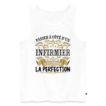 Infirmier | le Meilleur cadeau Infirmier - Débardeur bio Premium Homme - blanc - Devant - Michal (187cm)