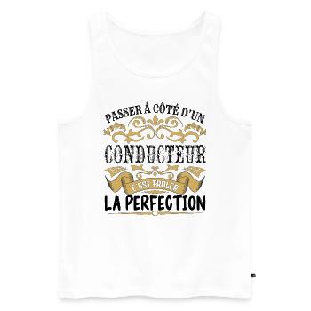 Conducteur | le Meilleur cadeau Conducteur - Débardeur bio Premium Homme - blanc - Devant - AI Model Male 178 light (178cm)