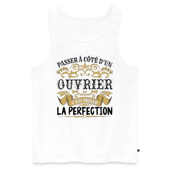 Ouvrier | le Meilleur cadeau Ouvrier - Débardeur bio Premium Homme - blanc - Devant - Michal (187cm)