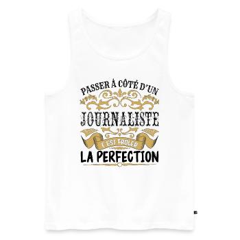 Journaliste | le Meilleur cadeau Journaliste - Débardeur bio Premium Homme - blanc - Devant - Michal (187cm)