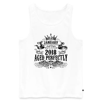2018 | Januar Aged Perfectly 2018 Geburtstagsgeschenk - Männer Premium Bio Tank Top - Weiß - Vorne - AI Model Male 178 light (178cm)