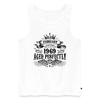 1969| Februar Aged Perfectly 1969 Geburtstagsgeschenk - Männer Premium Bio Tank Top - Weiß - Vorne - AI Model Male 178 light (178cm)