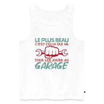 Mécanicien | lAutomobile Cadeau Auto Garage - Débardeur bio Premium Homme - blanc - Devant - Michal (187cm)