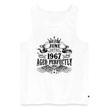 1967| June Aged Perfectly 1967 Geburtstagsgeschenk - Männer Premium Bio Tank Top - Weiß - Vorne - AI Model Male 178 light (178cm)