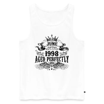 1998 | June Aged Perfectly 1998 Geburtstagsgeschenk - Männer Premium Bio Tank Top - Weiß - Vorne - Michal (187cm)