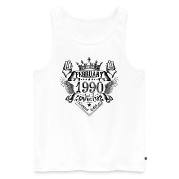 Vintage Février 1990 Février 1990 né en Février - Débardeur bio Premium Homme - blanc - Devant - Michal (187cm)
