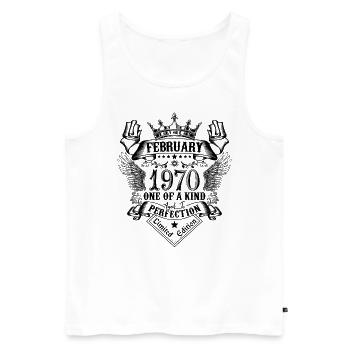 Anniversaire Février 1970 né en Février 1970 - Débardeur bio Premium Homme - blanc - Devant - Michal (187cm)