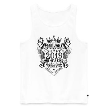 Anniversaire Février 2019 né en Février 2019 - Débardeur bio Premium Homme - blanc - Devant - Michal (187cm)