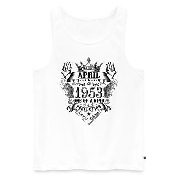 Geburtstag April 1953 geboren im April 1953 - Männer Premium Bio Tank Top - Weiß - Vorne - Michal (187cm)