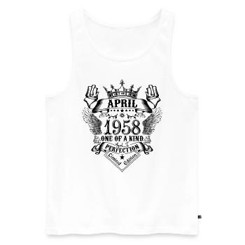 Geburtstag April 1958 geboren im April 1958 - Männer Premium Bio Tank Top - Weiß - Vorne - Michal (187cm)