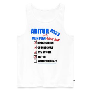 Abitur Abi 2023 Abitur bestanden WELTHERRSCHAFT - Männer Premium Bio Tank Top - Weiß - Vorne - AI Model Male 178 light (178cm)