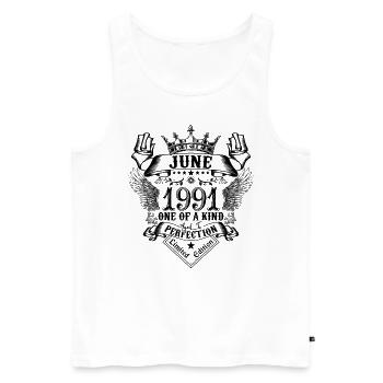 Geburtstag Juni 1991 geboren im Juni 1991 - Männer Premium Bio Tank Top - Weiß - Vorne - Michal (187cm)