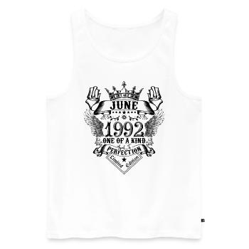 Geburtstag Juni 1992 geboren im Juni 1992 - Männer Premium Bio Tank Top - Weiß - Vorne - Michal (187cm)