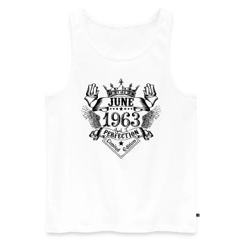 Vintage June 1963 June 1963 born in June - Men's Premium Organic Tank Top - white - Front - AI Model Male 178 light (178cm)