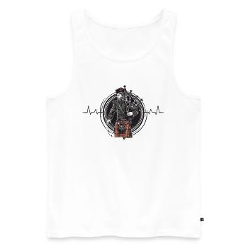 Bagpiper Scottish bagpipe heartbeat - Men's Premium Organic Tank Top - white - Front - Michal (187cm)