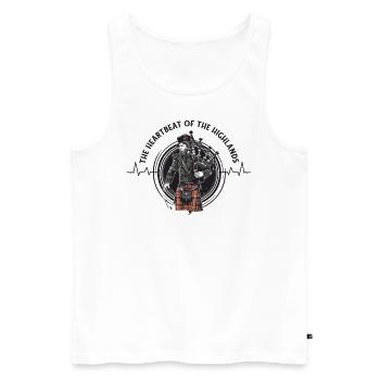 Bagpiper Scottish bagpipe heartbeat - Men's Premium Organic Tank Top - white - Front - Michal (187cm)
