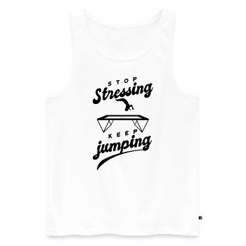 Lustige Sprüche Fitness Workout Trampolin-Sport - Männer Premium Bio Tank Top - Weiß - Vorne - AI Model Male 178 light (178cm)
