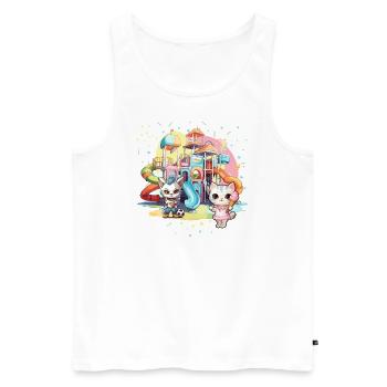 Chaton Chaton Fille Aire de jeux pour enfants Crème glacée - Débardeur bio Premium Homme - blanc - Devant - Michal (187cm)