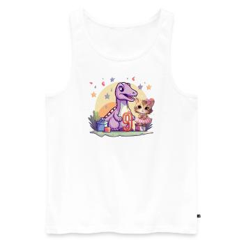 Girl Ballet Dinosaur Cat 9 years old 9 - Men's Premium Organic Tank Top - white - Front - Michal (187cm)