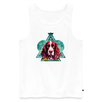 Hunde Hunderasse Zubehör Englisch Springer-Spaniel - Männer Premium Bio Tank Top - Weiß - Vorne - AI Model Male 178 light (178cm)