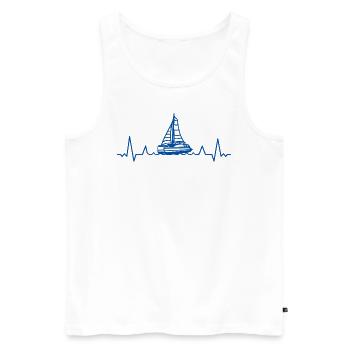 Catamaran Bateau Voilier Voilier Sailor Heartbeat - Débardeur bio Premium Homme - blanc - Devant - Michal (187cm)
