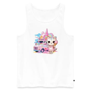 Chat Chaton Fille Crème Glacée Salons Dessert Crème Glacée - Débardeur bio Premium Homme - blanc - Devant - Michal (187cm)
