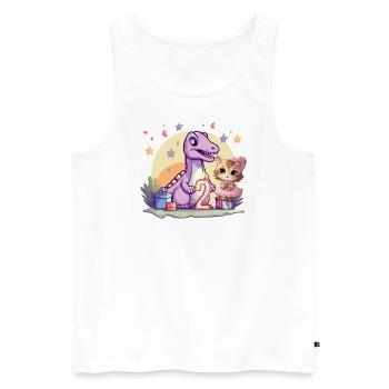 Fille Ballet Dinosaure Chat 2 ans 2 - Débardeur bio Premium Homme - blanc - Devant - Michal (187cm)