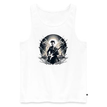 Gitarren E-Gitarren-Saiten E-Gitarre Musiker - Männer Premium Bio Tank Top - Weiß - Vorne - AI Model Male 178 light (178cm)