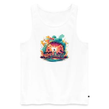 Freizeitpark Jahrmarkt Rummelplatz Volksfest - Männer Premium Bio Tank Top - Weiß - Vorne - Michal (187cm)