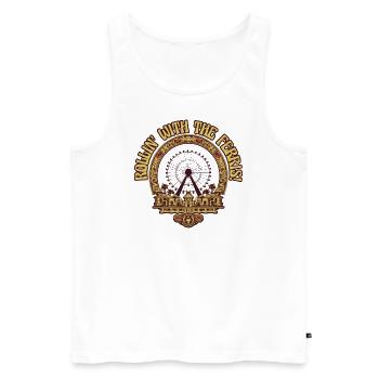 Freizeitpark Jahrmarkt Rummelplatz Dorffest - Männer Premium Bio Tank Top - Weiß - Vorne - AI Model Male 178 light (178cm)