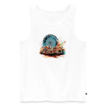 Freizeitpark Jahrmarkt Rummelplatz Volksfest - Männer Premium Bio Tank Top - Weiß - Vorne - Michal (187cm)