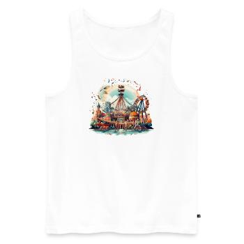 Freizeitpark Jahrmarkt Rummelplatz Volksfest - Männer Premium Bio Tank Top - Weiß - Vorne - Michal (187cm)