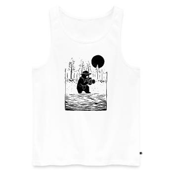 Ours, Photographe de paysage, Photographe de nature - Débardeur bio Premium Homme - blanc - Devant - AI Model Male 178 light (178cm)
