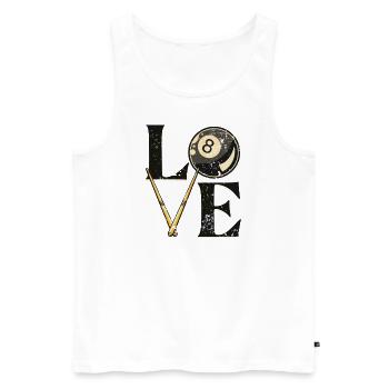 Pool Billard Billardtisch "LOVE" Sprüche Snooker - Männer Premium Bio Tank Top - Weiß - Vorne - AI Model Male 178 light (178cm)