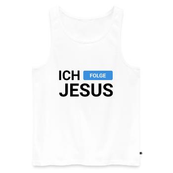 Ich Folge Jesus - Männer Premium Bio Tank Top - Weiß - Vorne - Michal (187cm)