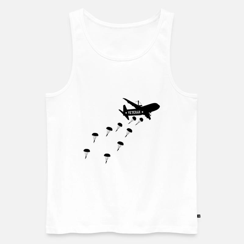 Fallschirmjäger Veteran Flugzeug Absprung - Männer Premium Bio Tank Top - Weiß