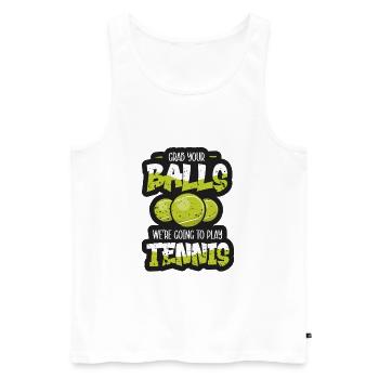 Joueur de tennis présent Tennis Club Coach Sport - Débardeur bio Premium Homme - blanc - Devant - Michal (187cm)