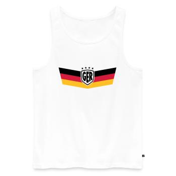 GERMANY DEUTSCHLAND BRUST STREIFEN 4 STERNE - Männer Premium Bio Tank Top - Weiß - Vorne - AI Model Male 178 light (178cm)