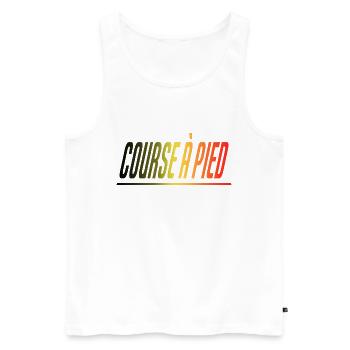 COURSE PIED COUREUR COUREUSE CADEAU SPORT BELGIQUE - Débardeur bio Premium Homme - blanc - Devant - Michal (187cm)