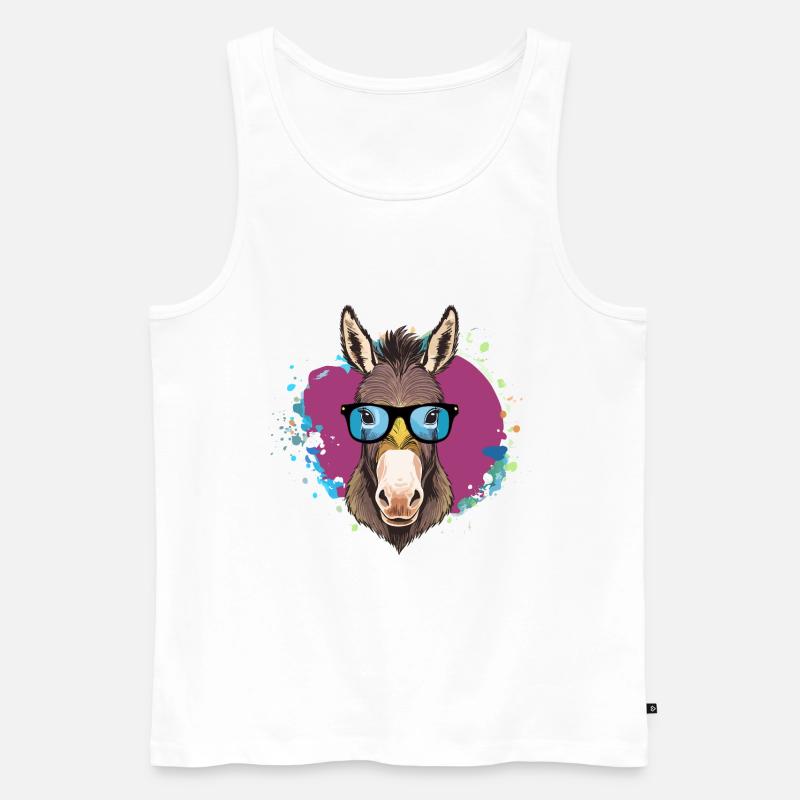 Esel,graffiti ,malerei , bunt,Nerd - Männer Premium Bio Tank Top - Weiß