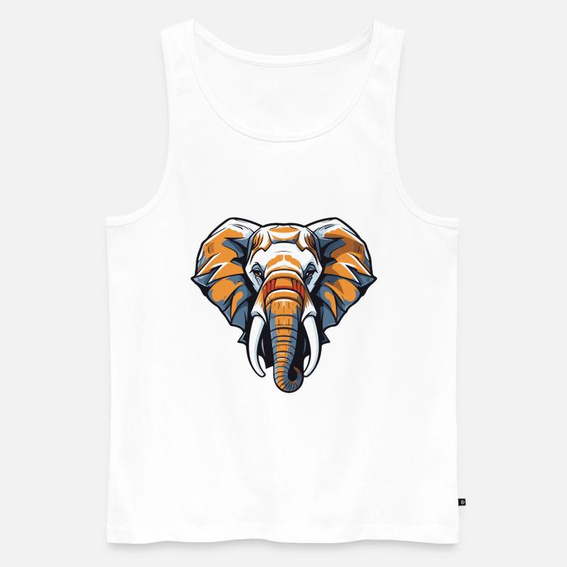Elefant Kopf - Männer Premium Bio Tank Top - Weiß